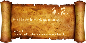 Hollender Radamesz névjegykártya